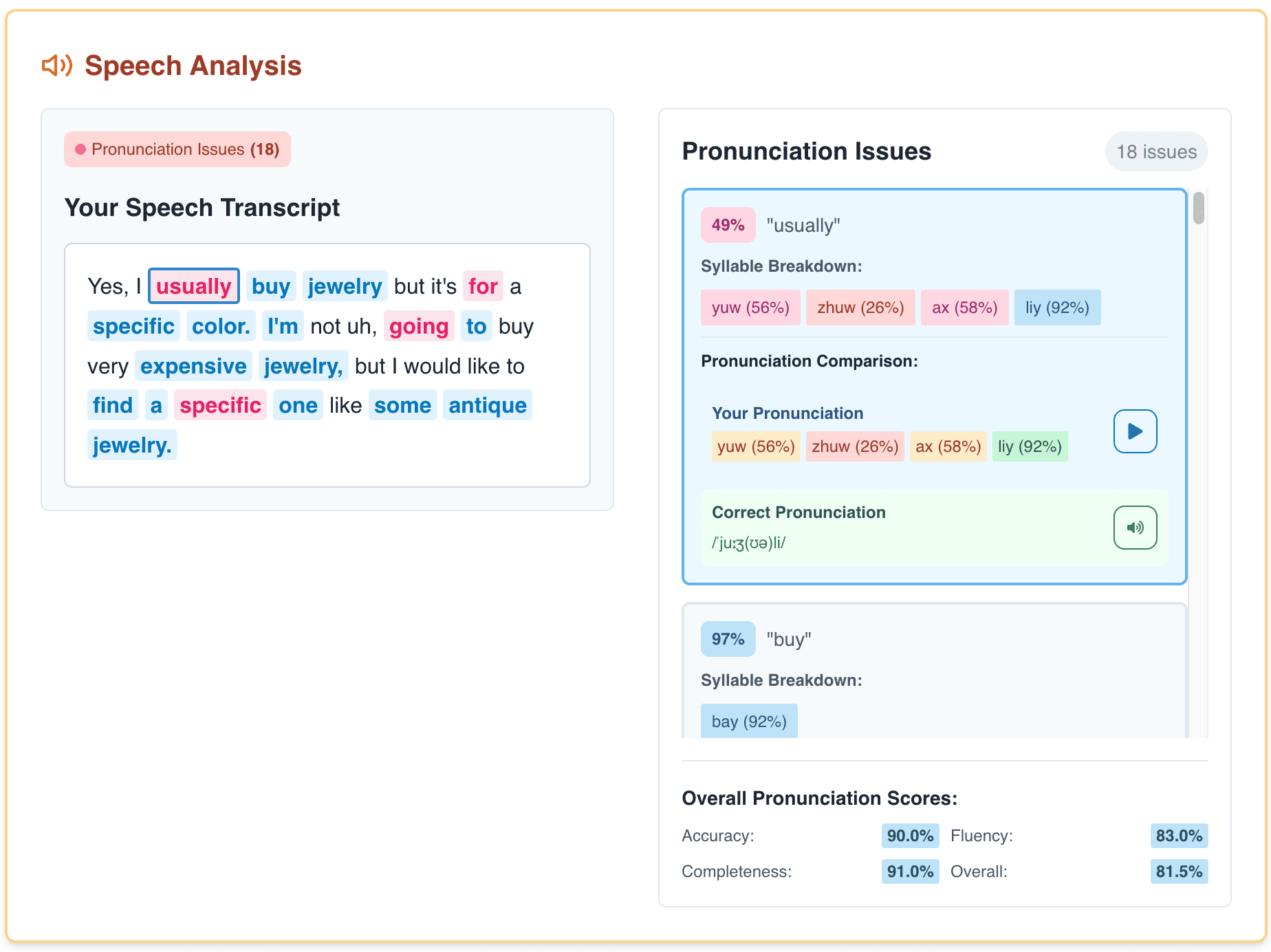 Speech Analysis Interface